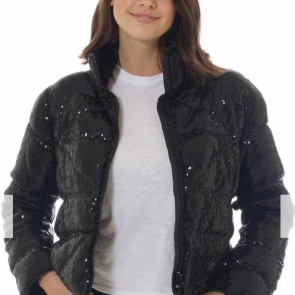 WOMENS CIAO MILANO RINA BLACK SEQUIN DUCK DOWN JACKET XS - Picture 3 of 9